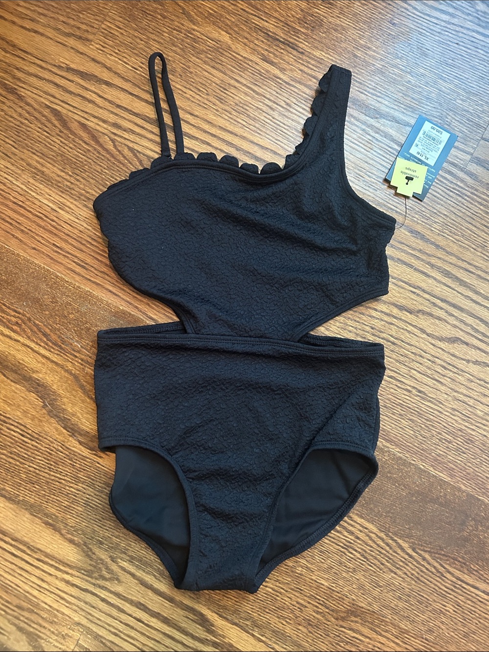 art class Black One-Shoulder Cutout Kids Swimsuit